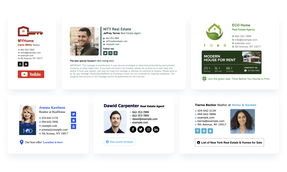 Explore our email signature templates for real estate agents at Newoldstamp.