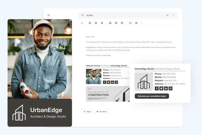Professional architect email signature with Examples