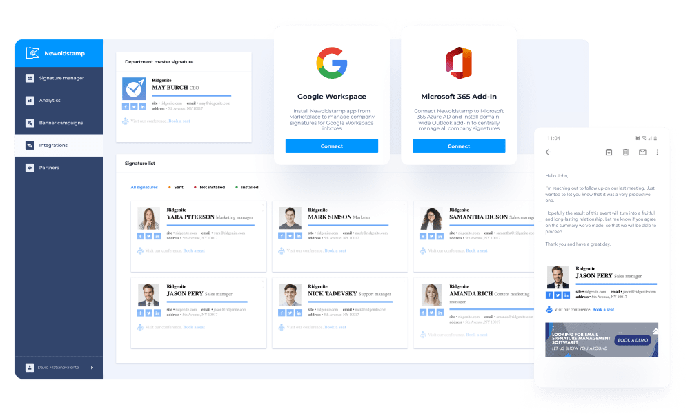 Integrationen und Verteilung von E-Mail-Signaturen