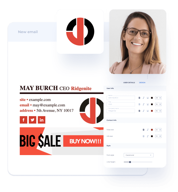 Enjoy the simplicity of a corporate email signature generator with advanced features