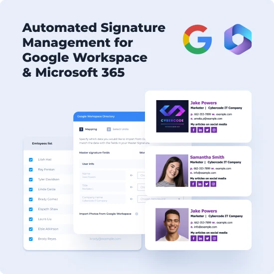 Automated Signature Management for Google Workspace and Microsoft 365