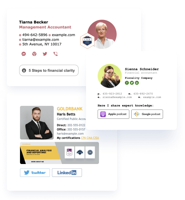 Newoldstamp's email signature examples for CPA & accountants