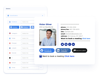Email signature for CEO and business owners with social media buttons