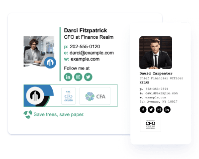 CFO email signature showcasing financial-related awards