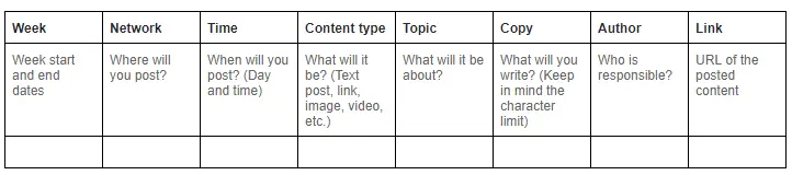 social media plan template