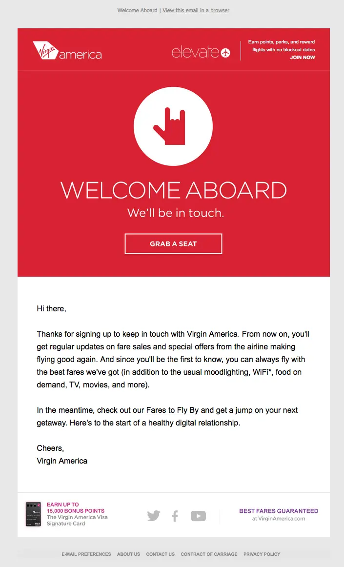 welcome email