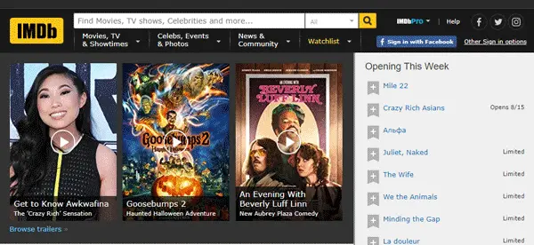 IMDb search bar design