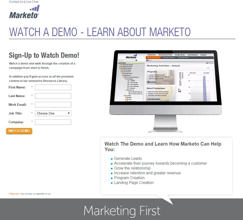 marketo landing demos