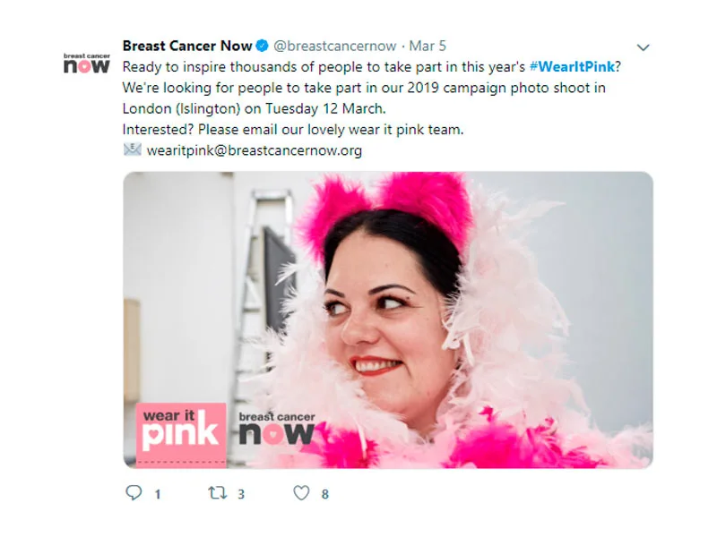 Wear It Pink Twitter post
