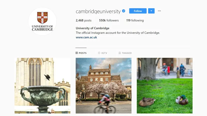 instagram of university