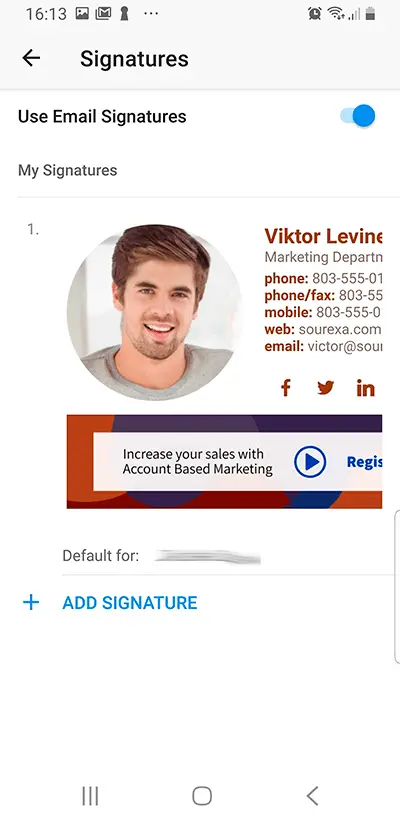 Use a professional email signature for Spark on Android