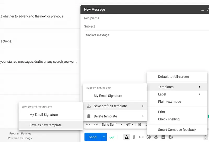 Save email Template in Gmail
