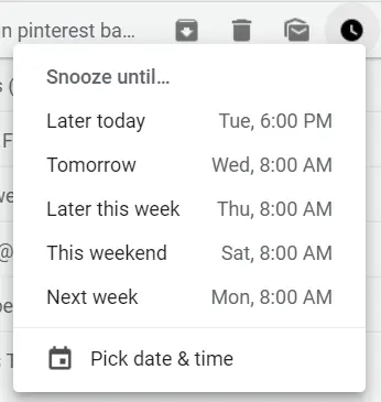 Snooze emails in Gmail