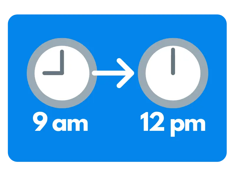 Best time to work is from 9 am to 12 pm