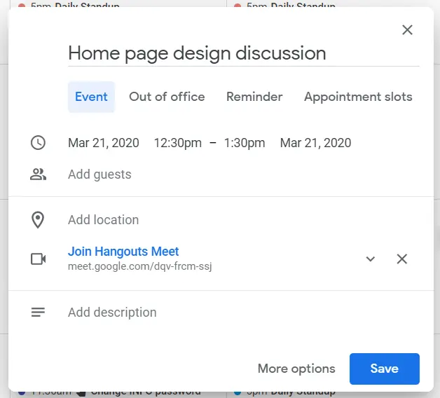 Schedule meetings in Google Calendar