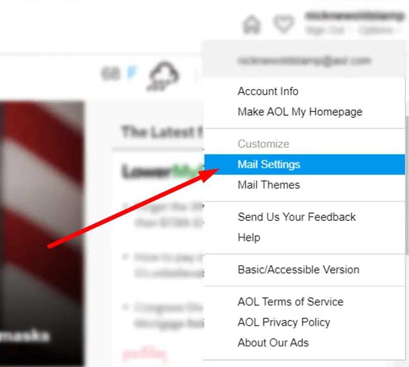 Go to AOL Mail settings
