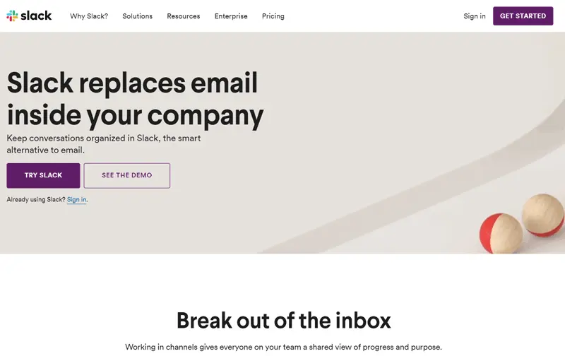 Slack home page