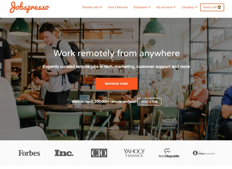 Jobpresso home page