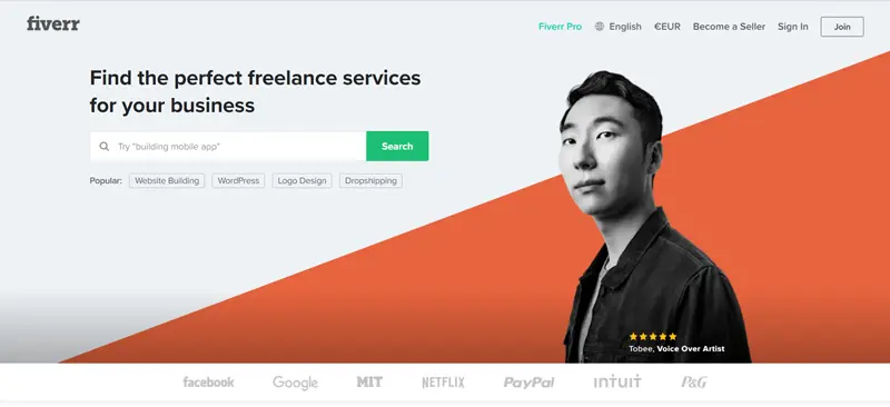 Fiverr home page