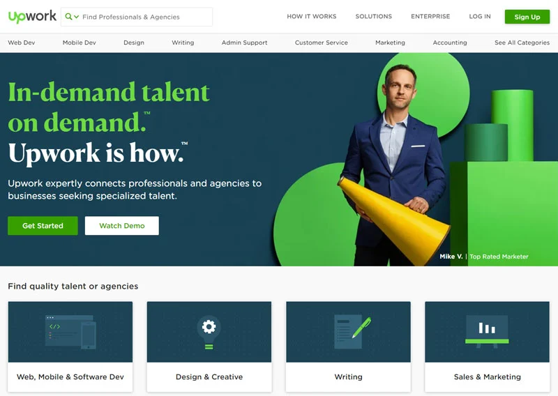 Upwork home page
