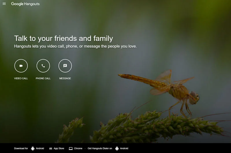 Google Hangouts home page