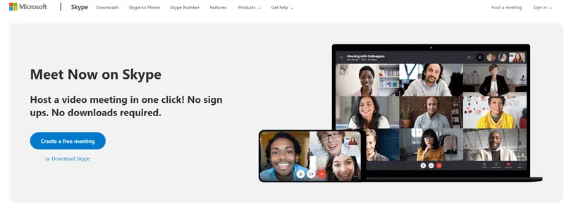 Skype home page