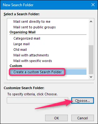 Outlook search folder