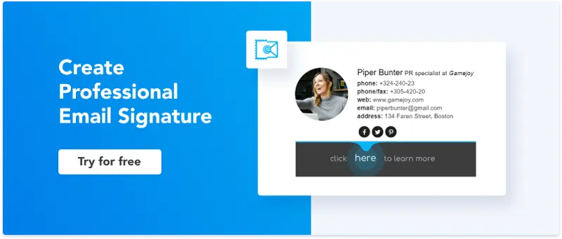 Create professional email signature with Newoldstamp