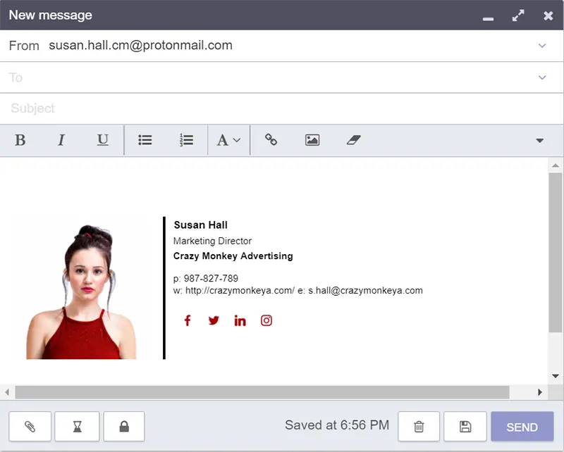 Composing a new message that contains an email signature