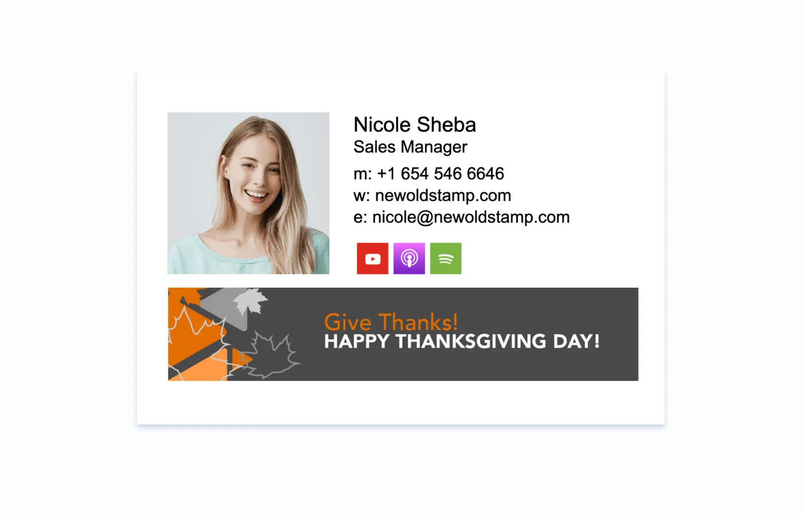 Thanksgiving email signature example