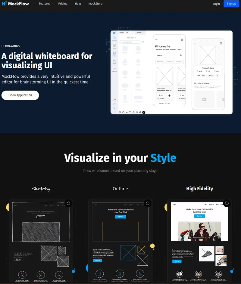 Mockflow landing page