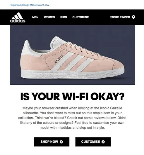Adidas newsletter example