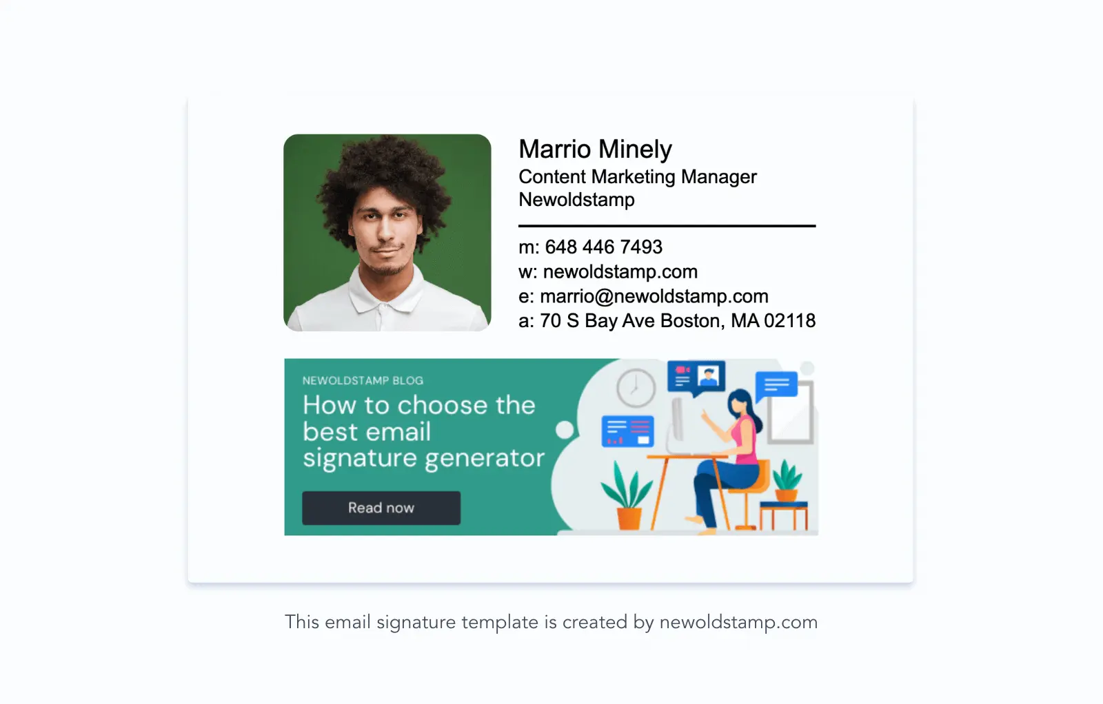 email signature marketing. new blog post promotion