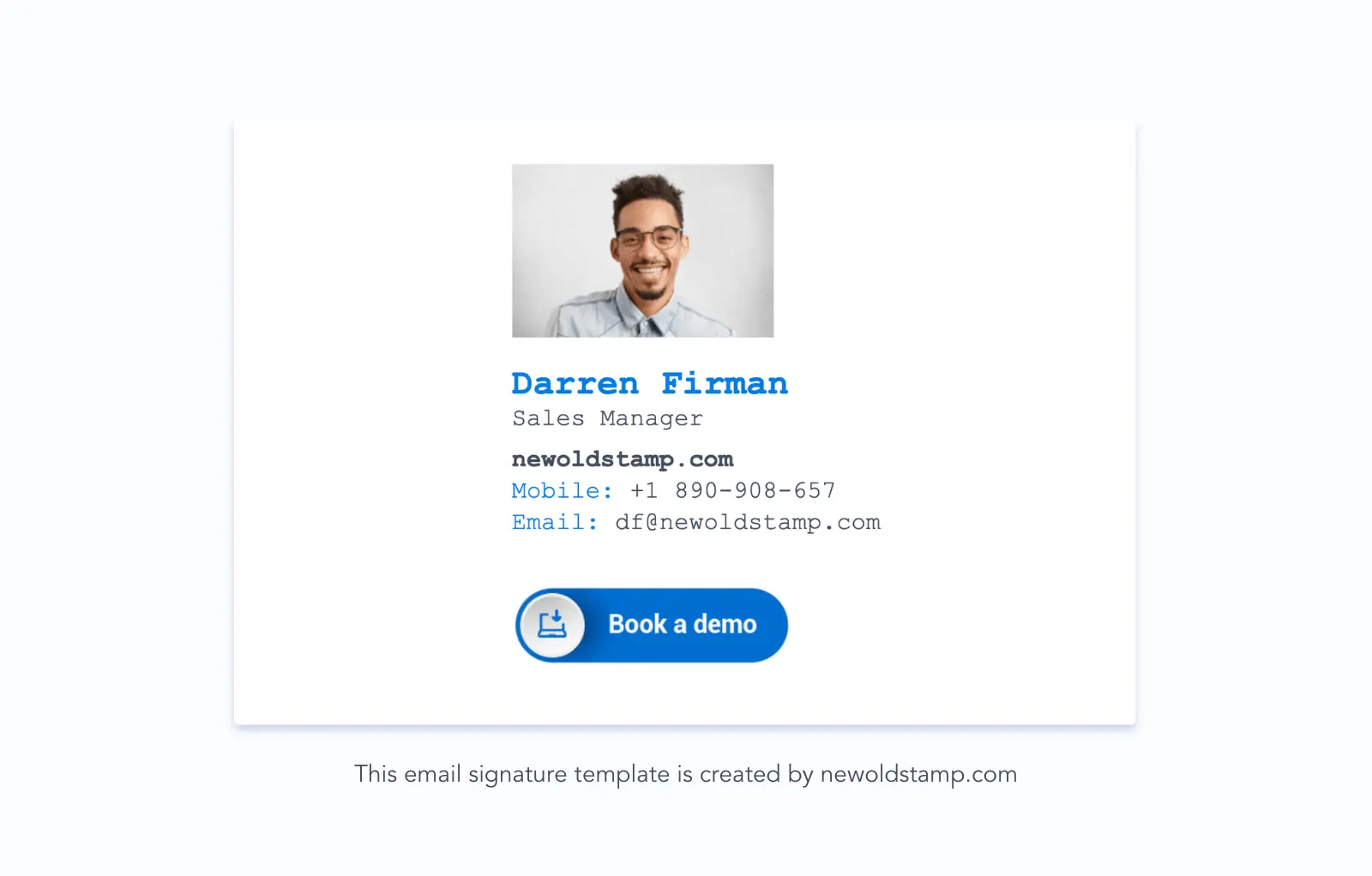 email signature marketing. book a demo button