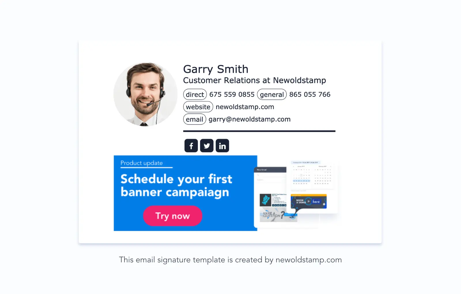 email signature marketing. product update banner