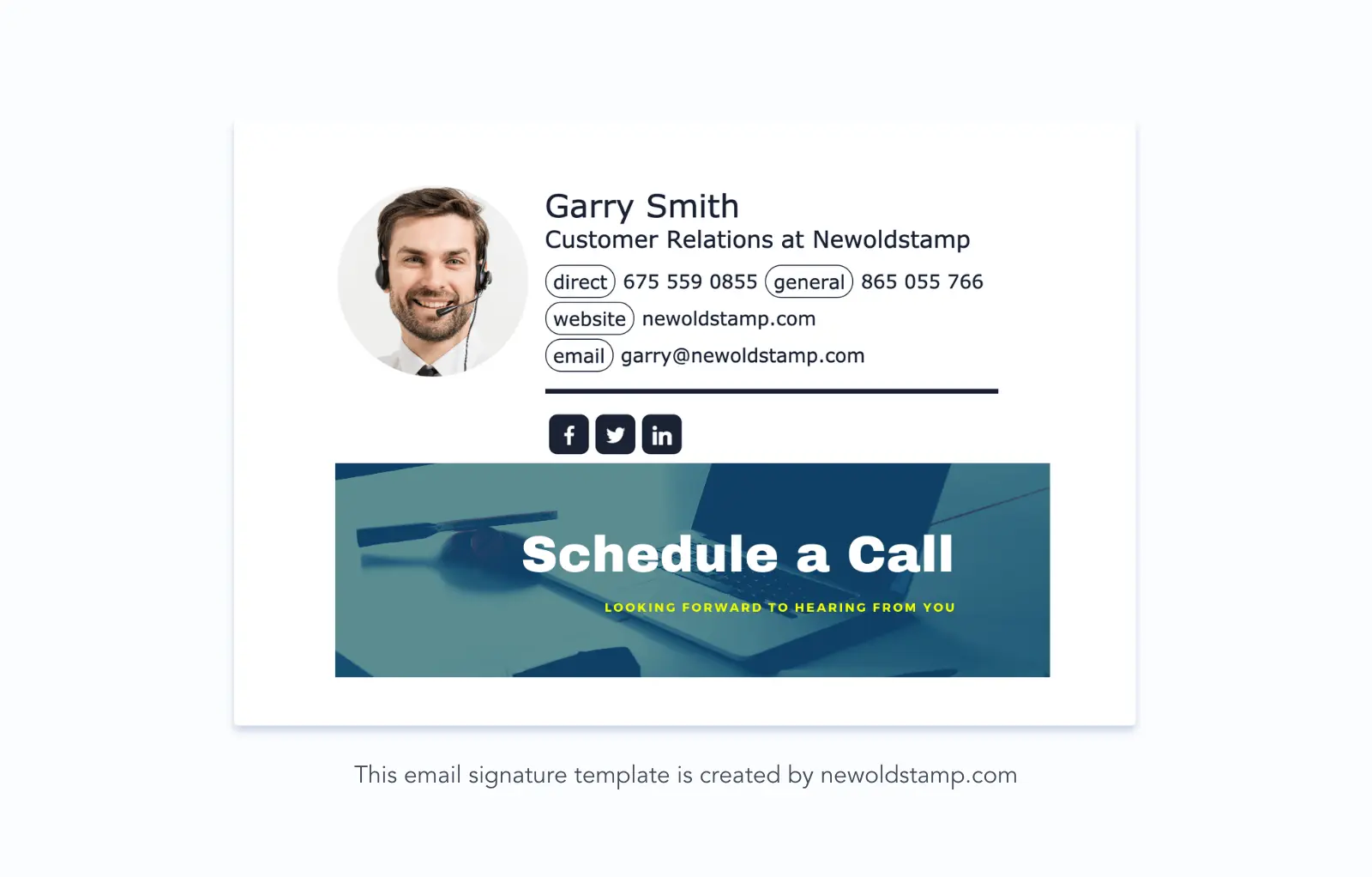 Example of an email signature with a banner
