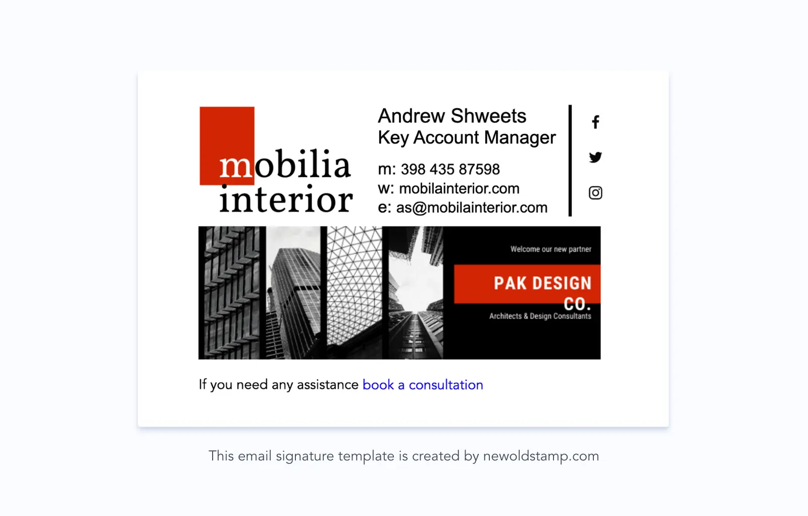 Email signature example with a logo