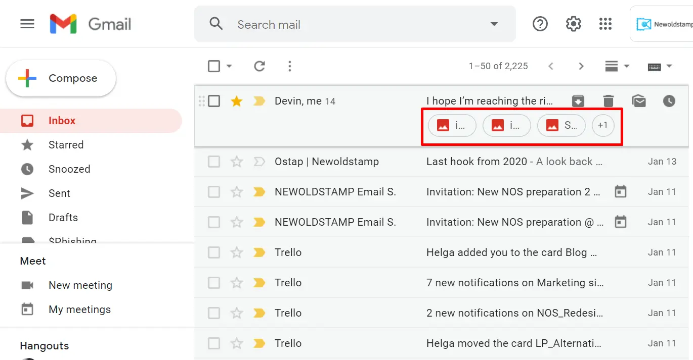 Show or hide attachments in Gmail
