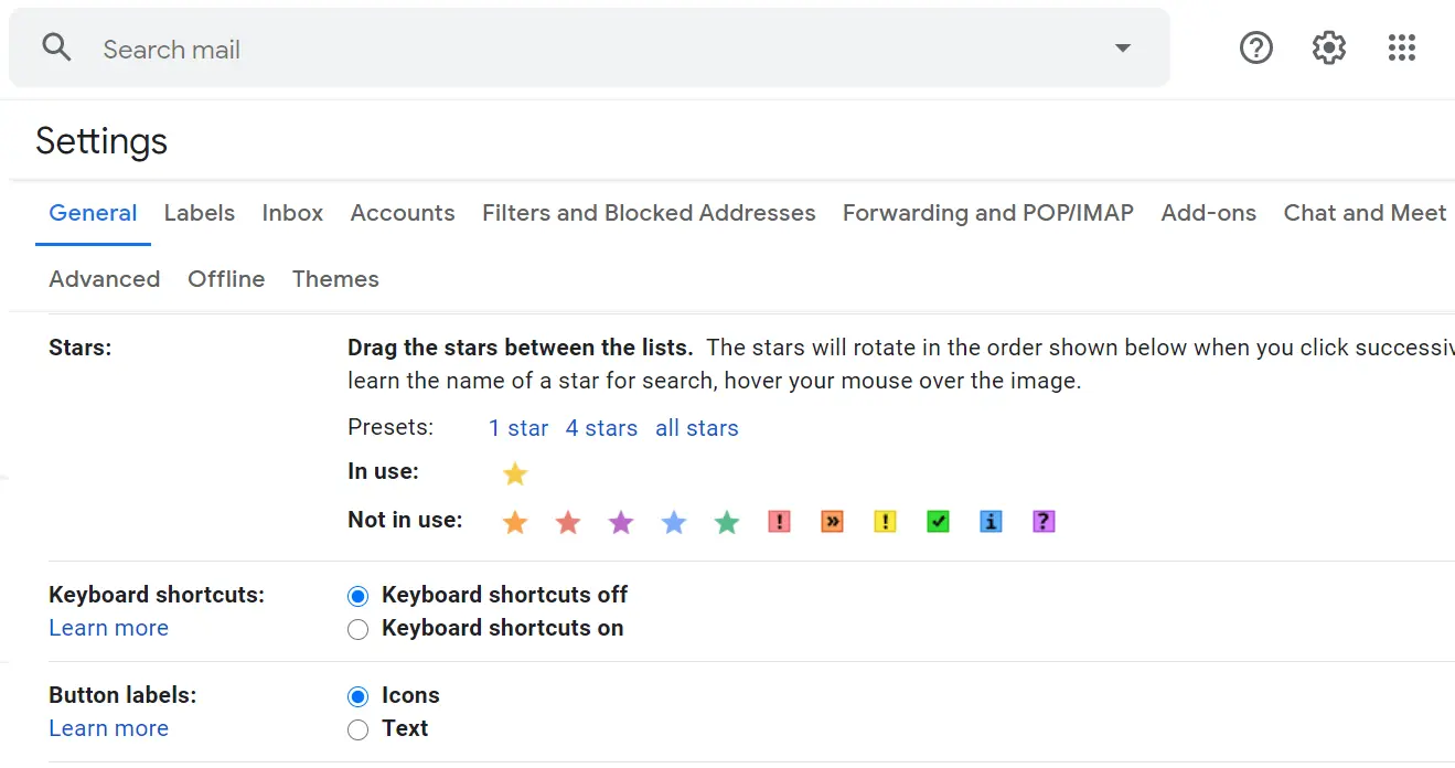 Set the priority in Gmail with Stars