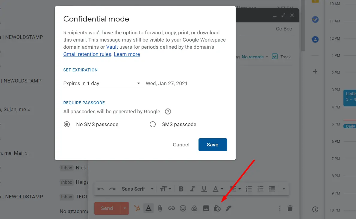 Confidential mode in Gmail