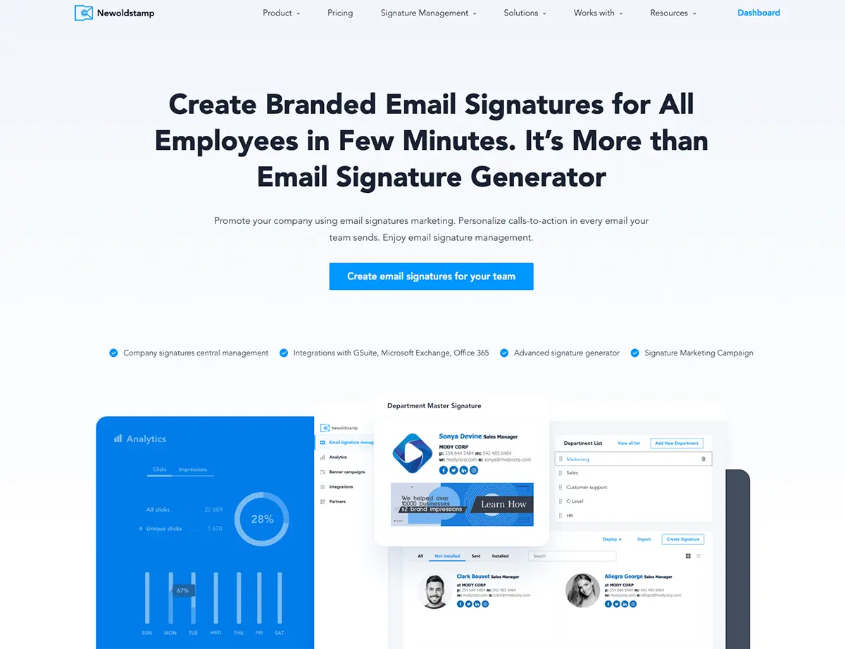 Create professional email signature with Newoldstamp