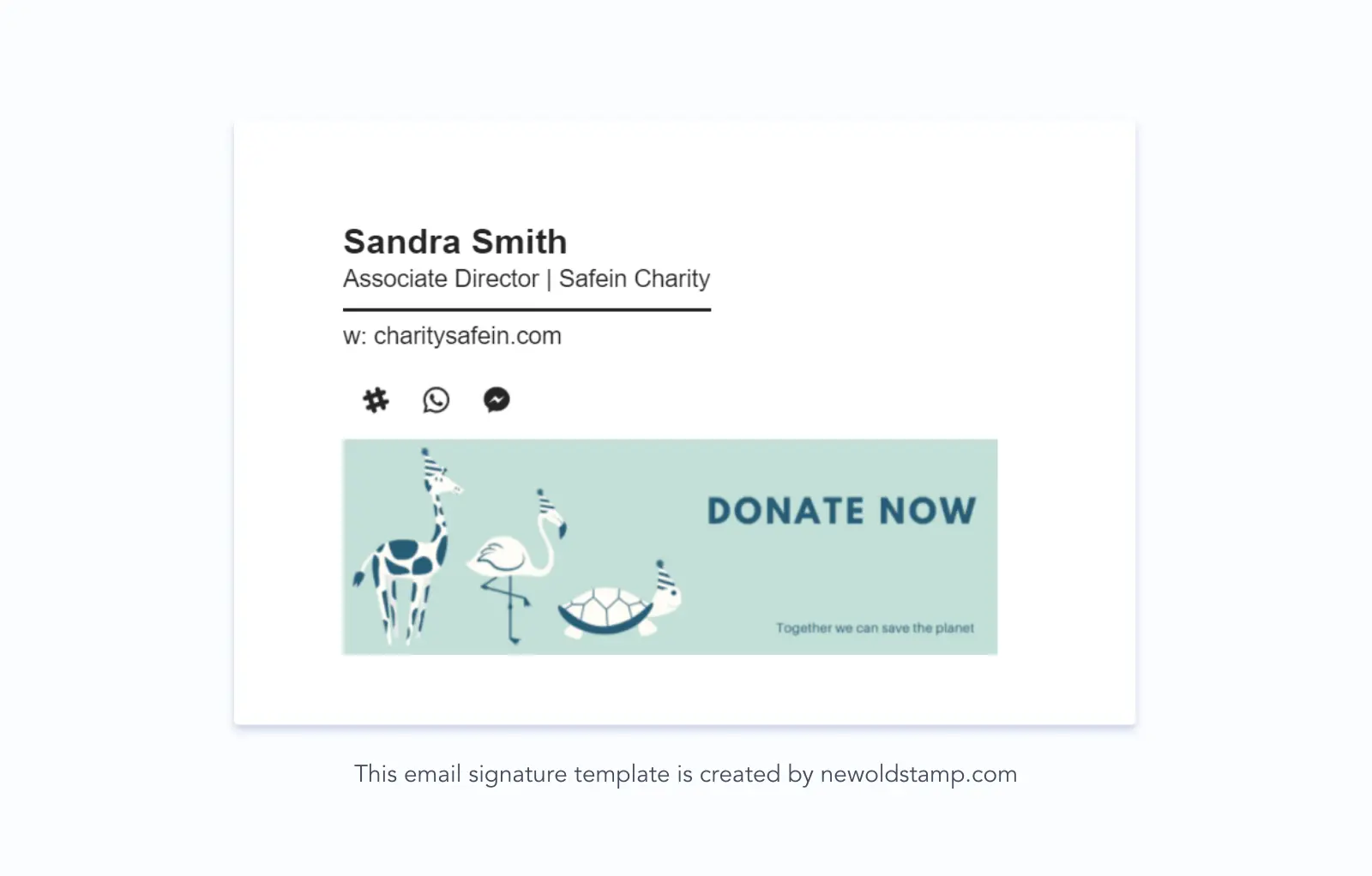 Email signature for charity created by Newoldstamp