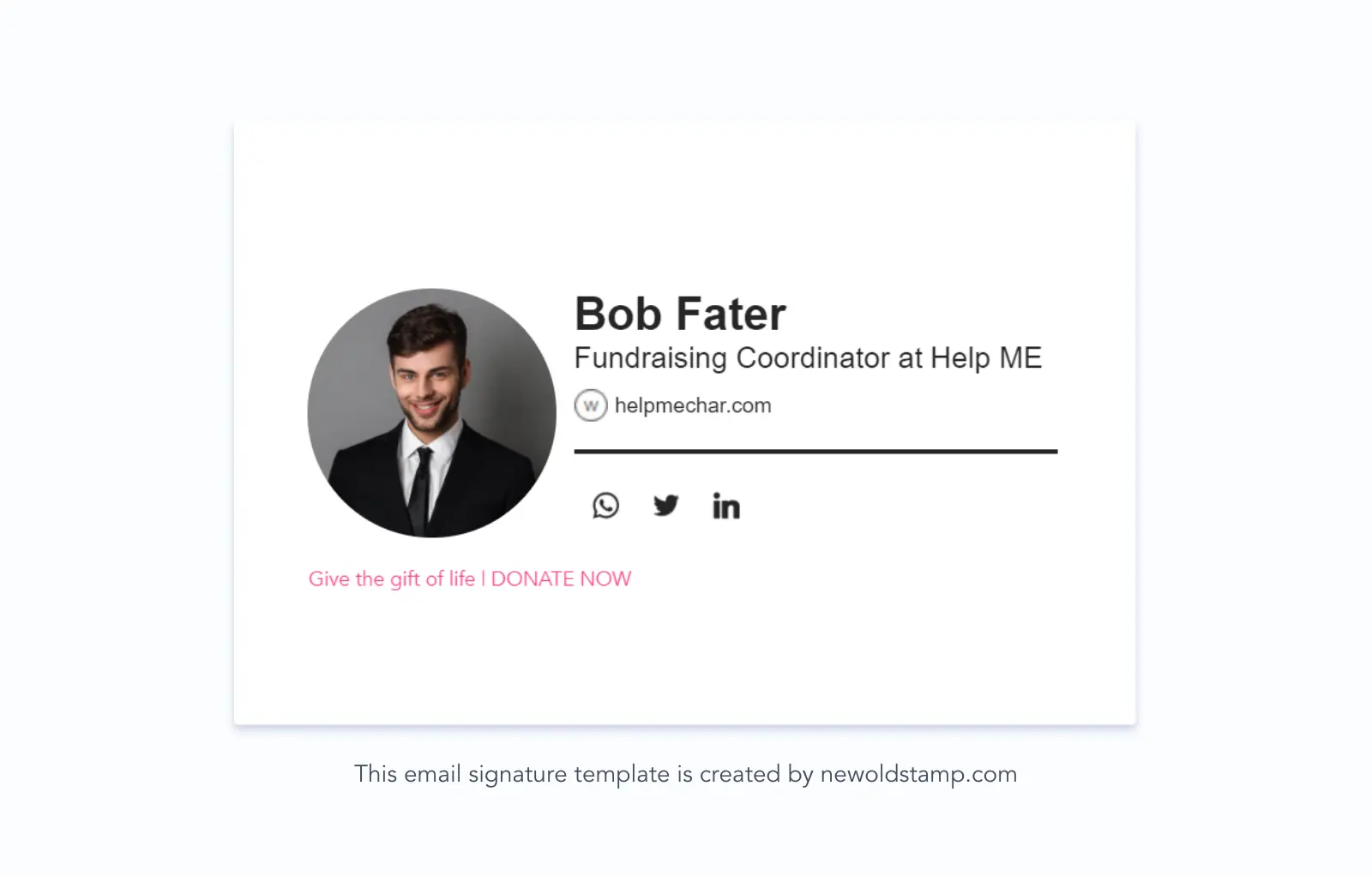 Email signatures for fundraising | Created with Newoldstamp