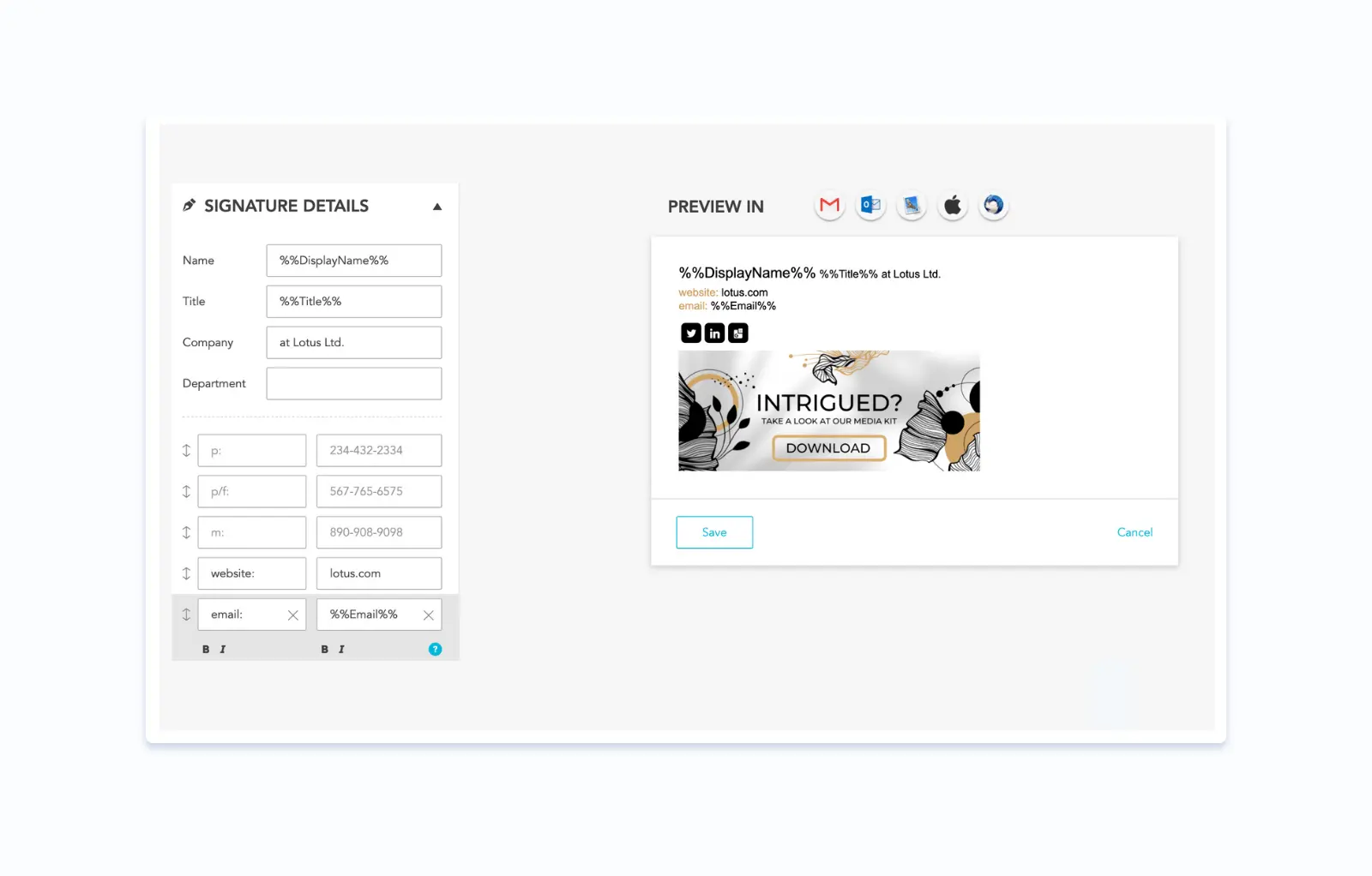 Exchange variables to add in your email signatures