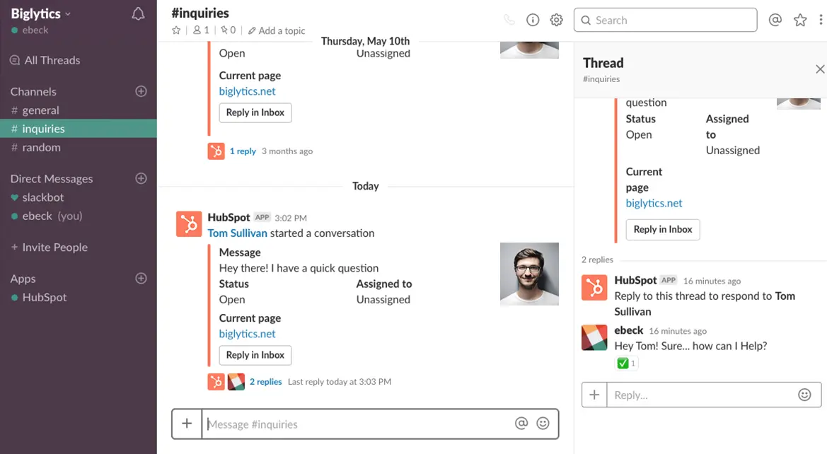 HubSpot live chat