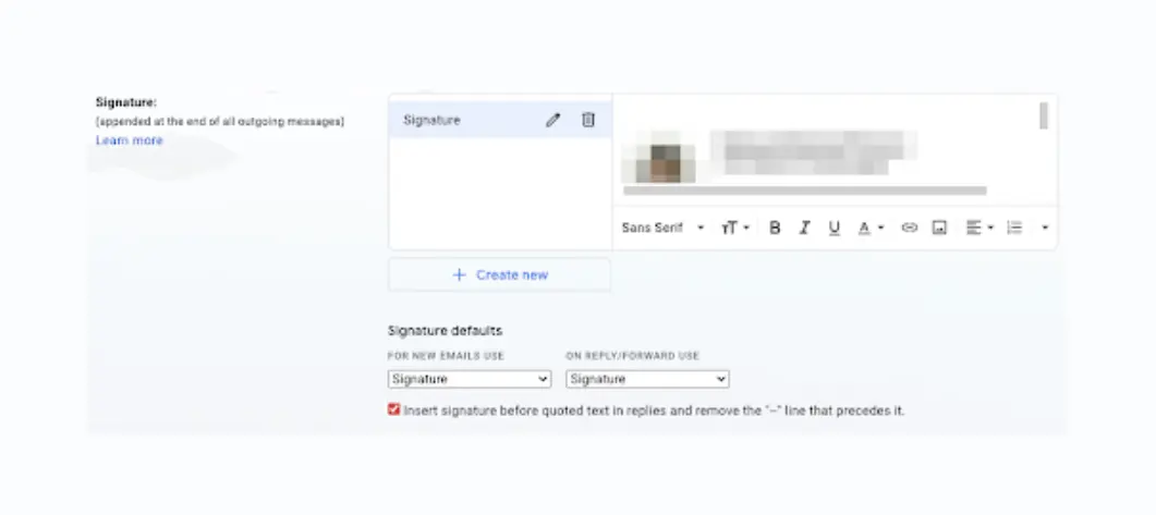 Setup signature gmail