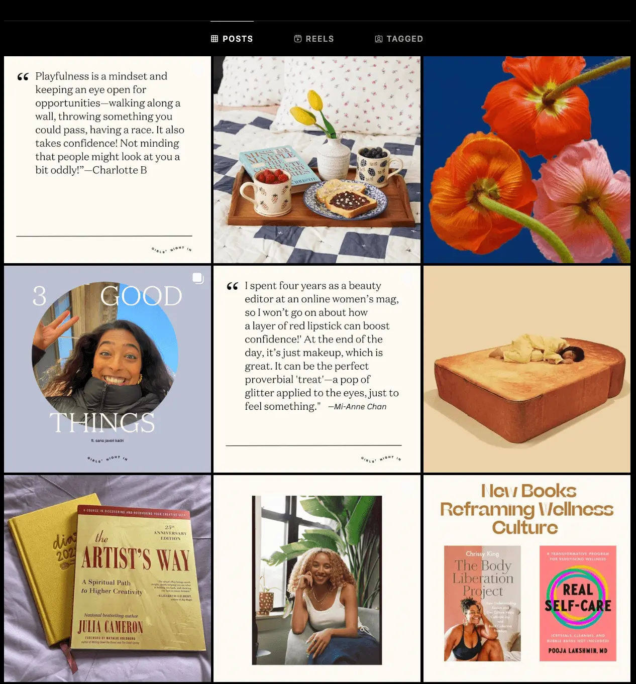 An Instagram feed that shows repurposed email newsletter content
