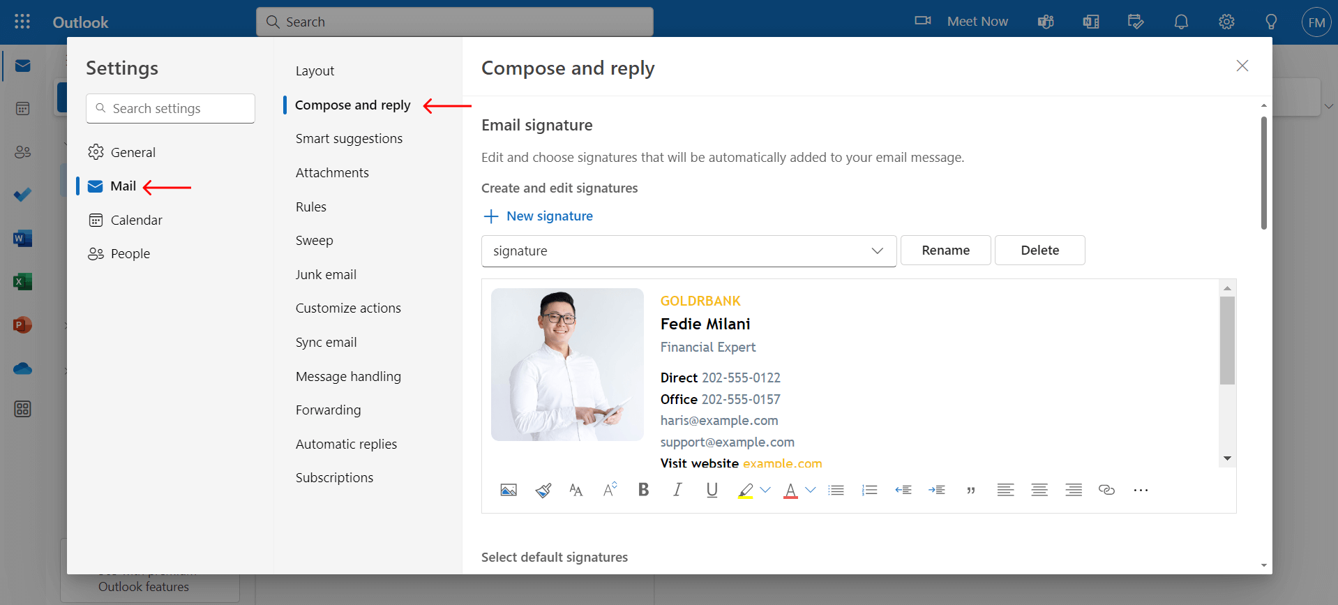 Compose and Reply section