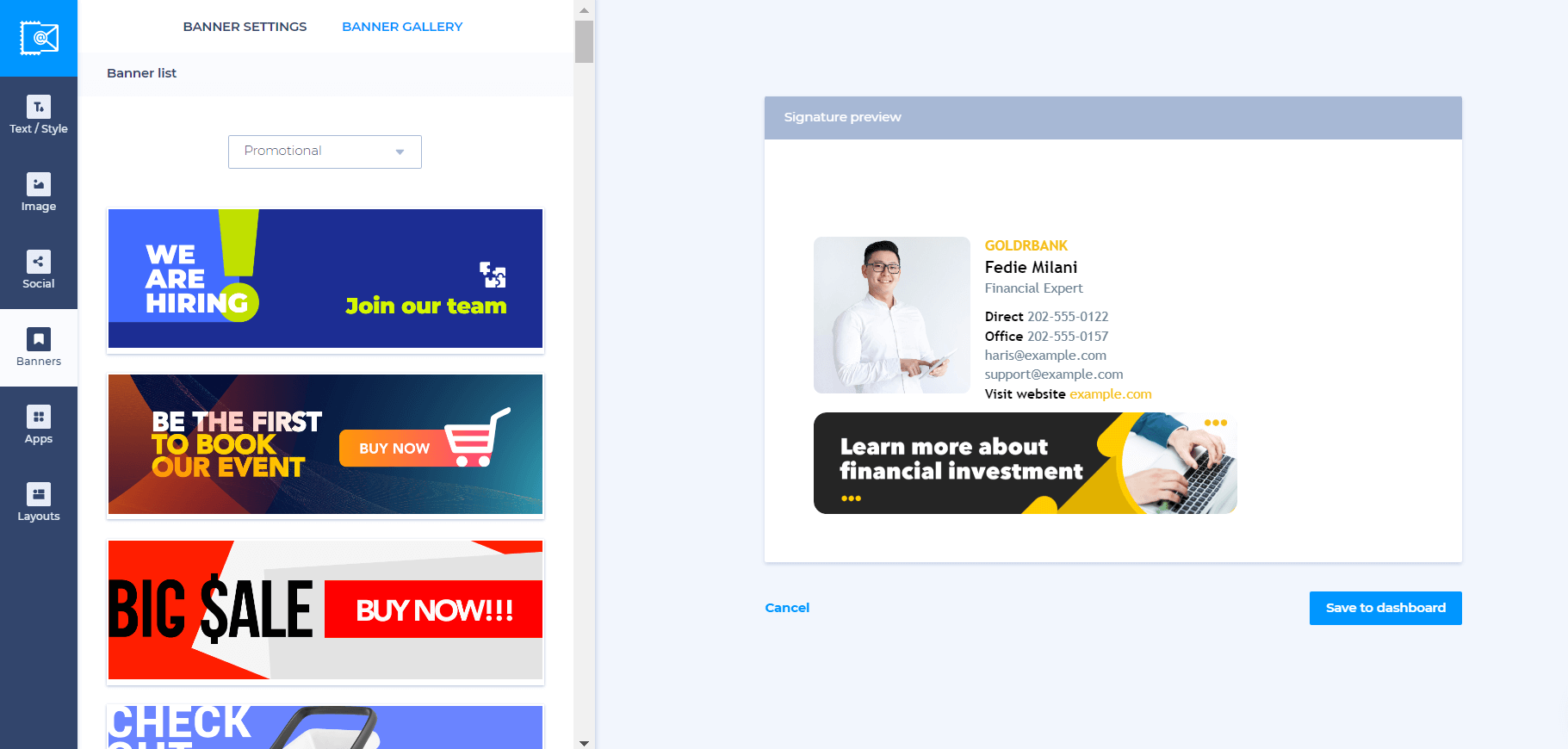 engaging banners at the bottom of your signature