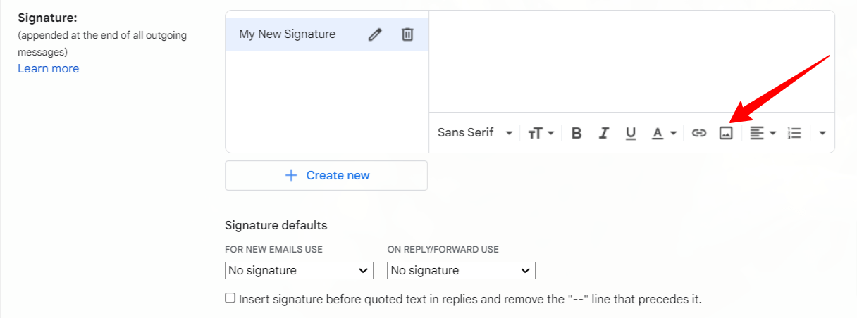 Gmail ‘Insert Image’ icon